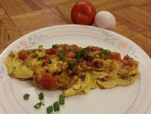 omelette with tomatos and chai poh
